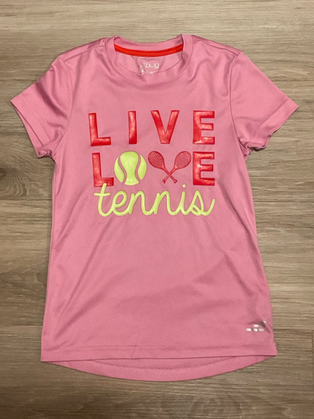 BCG | LIVE LOVE Tennis Girls' Pink Athletic Tee
